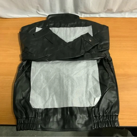 Hard Rock Hotel Casino Biloxi Faux Leather Jacket Black Bomber Mens NWT - Picture 5 of 8